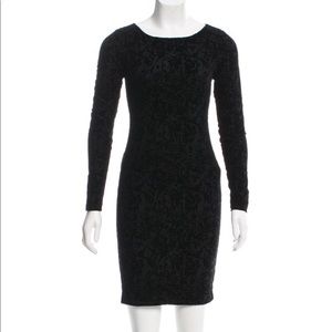 NWT Alice & Olivia Black Velvet Dress Mesh Animal Print Lined Size XS Stretch 😊